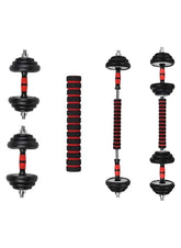 Huitich black heavy duty dumbbells for home gym with adjustable weights and red grip handles